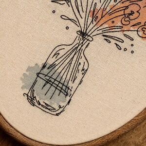 Abstract Flower Bouquet Hand Embroidery Hoop Art: Modern Wall Decor ...