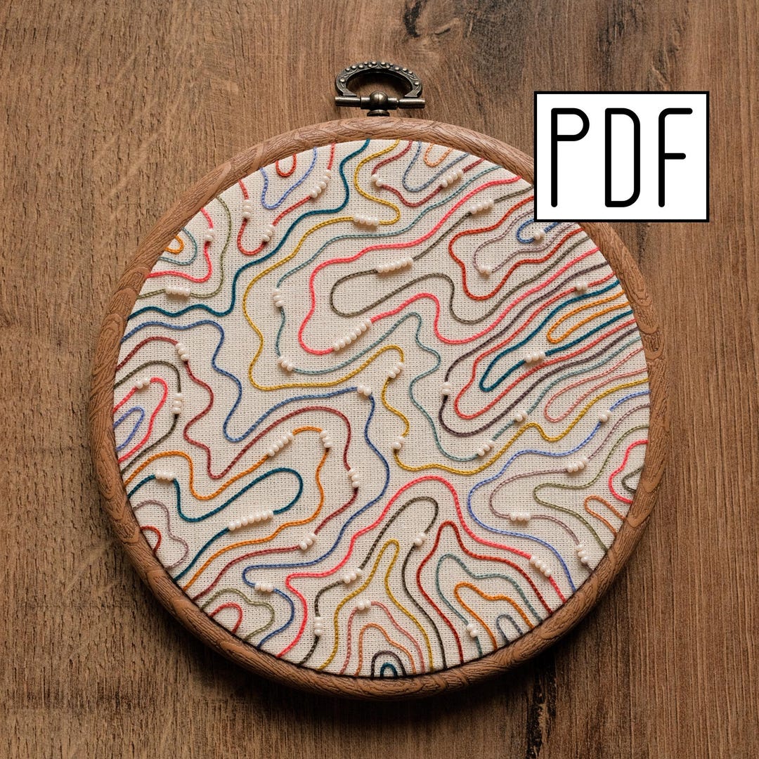 Sample Multicolor File Download Pdf Digital PDF - Multicolor Abstract Lines Hand Embroidery Pattern ...