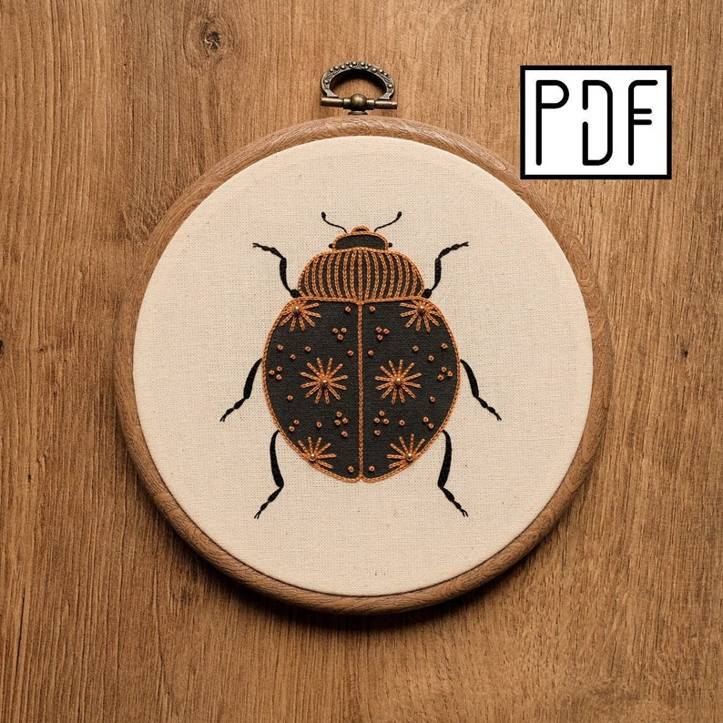 Colorful Ladybug Pattern Digital PDF - Celestial Ladybug Hand Embroidery Pattern (Digital ...