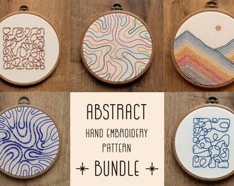 Abstract Lines Hand Embroidery Pattern BUNDLE (Digital Download) - printable PDF embroidery pattern