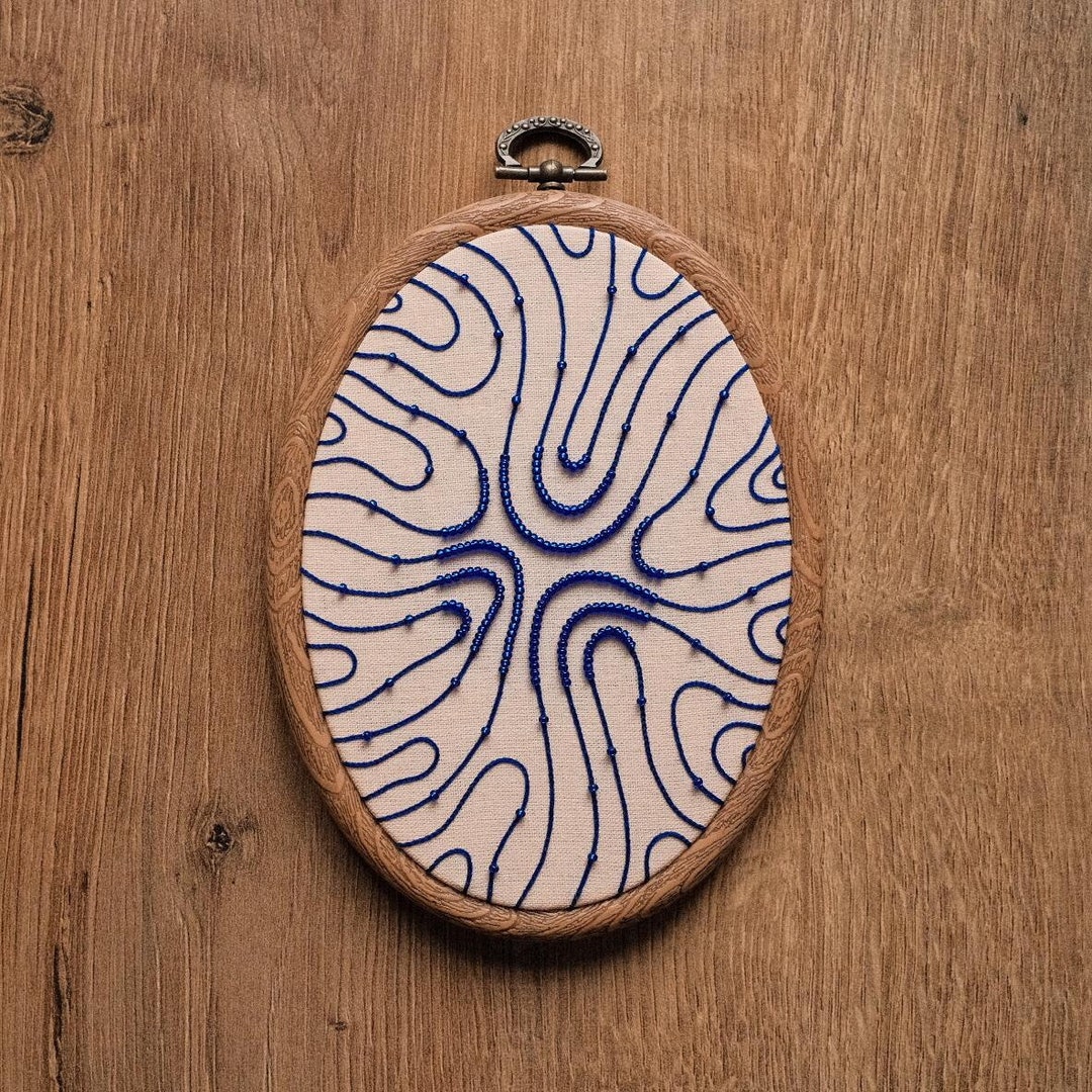 Abstract Lines Hand Embroidery Hoop Art (modern Hand Embroidery Wall ...