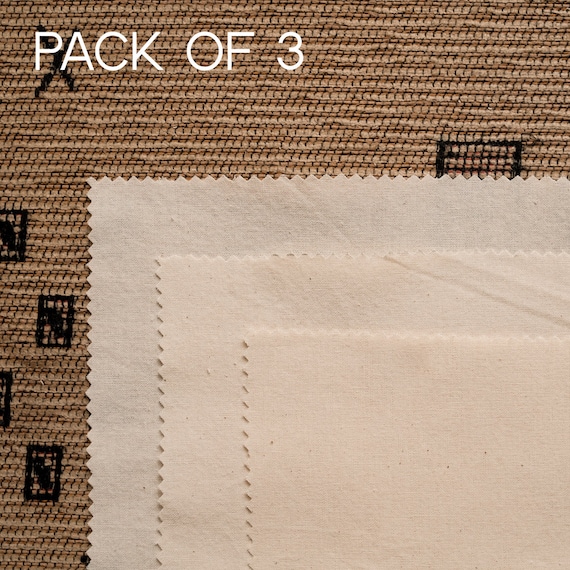 Embroidery Fabric PACK OF 3 Fabric Squares Unbleached Cotton Fabric Weight  150g/m2 