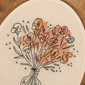 Abstract Flower Bouquet Hand Embroidery Hoop Art: Modern Wall Decor ...
