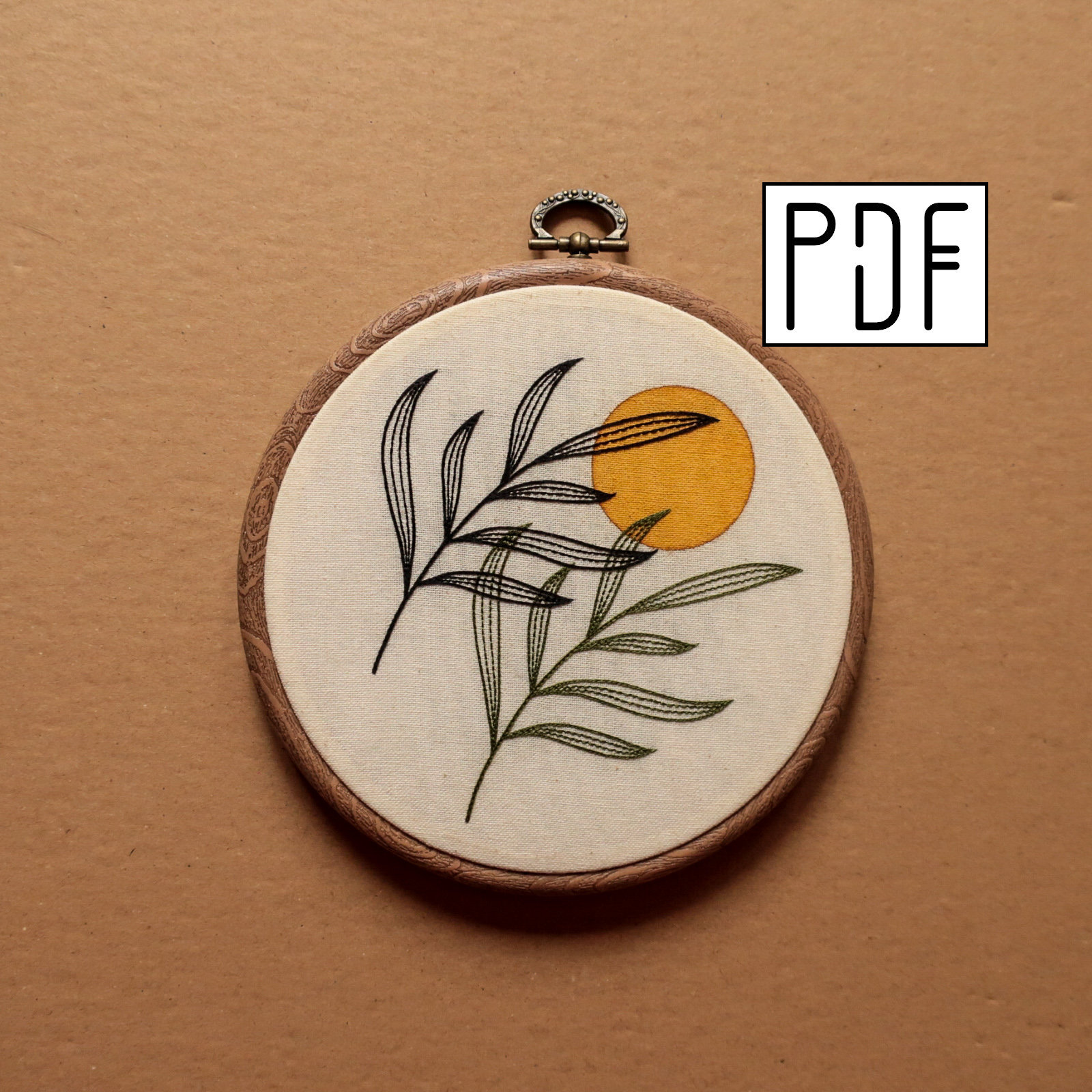 Digital PDF - Leaves Hand Embroidery Pattern (Digital Download)