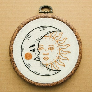 Digital PDF pattern Crescent Moon and Sun Hand Embroidery Pattern PDF modern hand embroidery pattern image 2