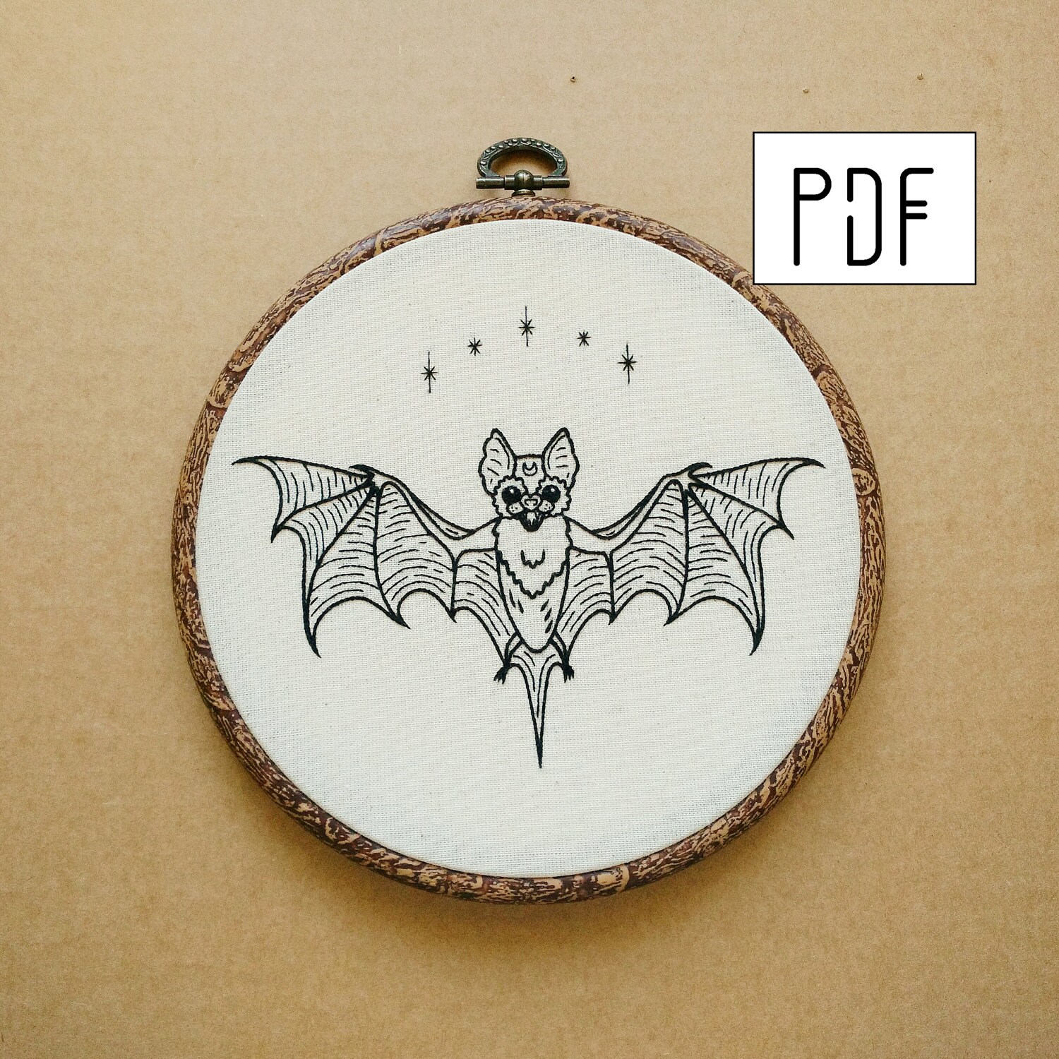 Digital PDF pattern -  Bat Hand Embroidery Pattern (PDF pattern -  mo…