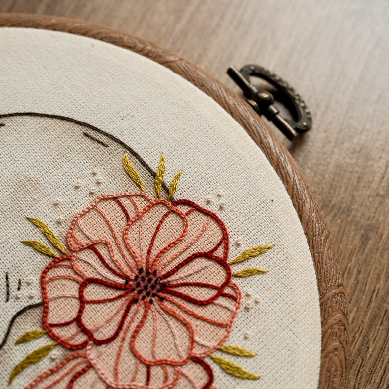 Flower Skull Hand Embroidery Hoop Art: Modern Wall Decor, Floral ...