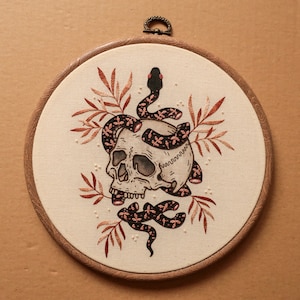 Digital PDF pattern Snake and Skull Hand Embroidery Pattern PDF modern hand embroidery pattern image 2