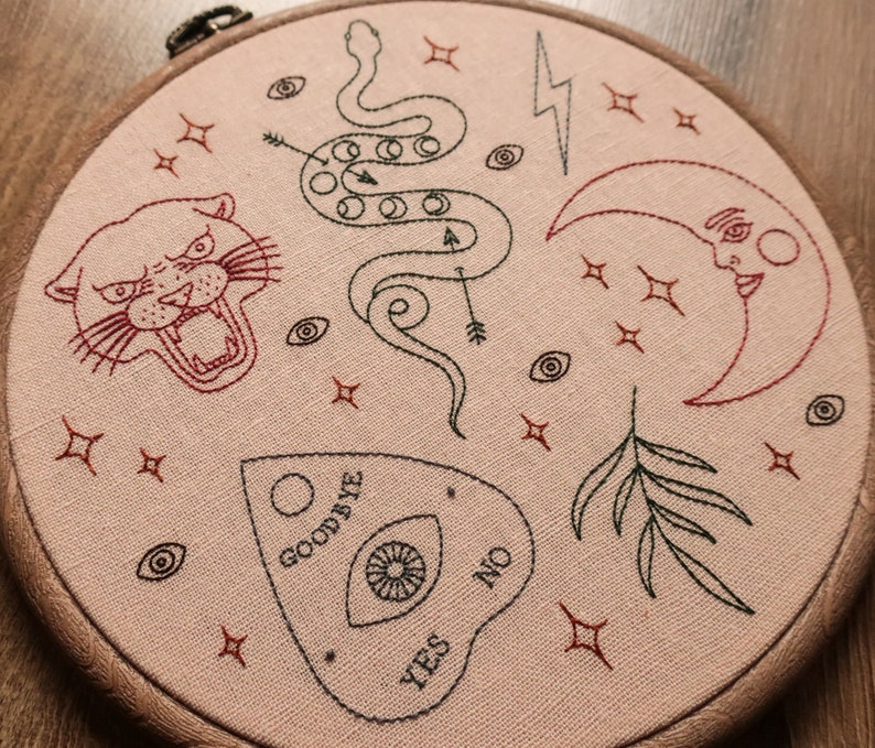 modern hand embroidery wall hanging Tattoo Flash Sheet Hand Embroidery Hoop Art