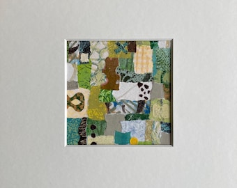 Original Matted Art, Square Collage, Colorful Abstract Artwork, Mixed Media, Birthday Gift, 9 x 9, Modern Wall Art, Small Gift, Contemporary