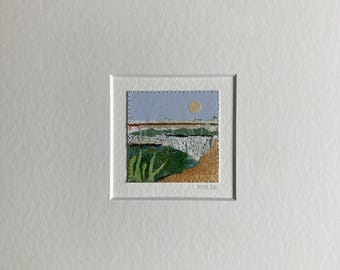 Original Collage Landscape, Small Wall Art, Affordable Artwork, Colorful Home Decor, Unique art, Mixed Media Art, Nature Painting, Moosart