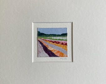 Small Matted Wall Art, Abstract Landscape Collage, Home Decor, Minimalist Art, Colorful Painting, Horizon, Original Artwork, Affordable Art
