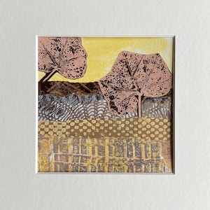 Paesaggio collage originale, piccola arte murale, opere d'arte accessibili, decorazioni per la casa colorate, arte unica, arte multimediale mista, pittura naturale, Moosart