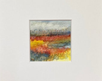 Original Landscape Art, Mini Watercolor Painting, Colorful Painting, Small Abstract Landscape, Art Gift, Small Wall Art, Fine Art, Moosart,