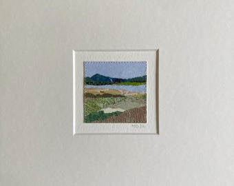Original Collage Landscape, Small Wall Art, Affordable Artwork, Colorful Home Decor, Unique art, Mixed Media Art, Nature Painting, Moosart