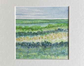 Landscape Painting, Small Watercolor, Watercolor Painting, Original Abstract, Landscape Wall Art, Horizontal Painting, Tiny Art, Small Art Gift