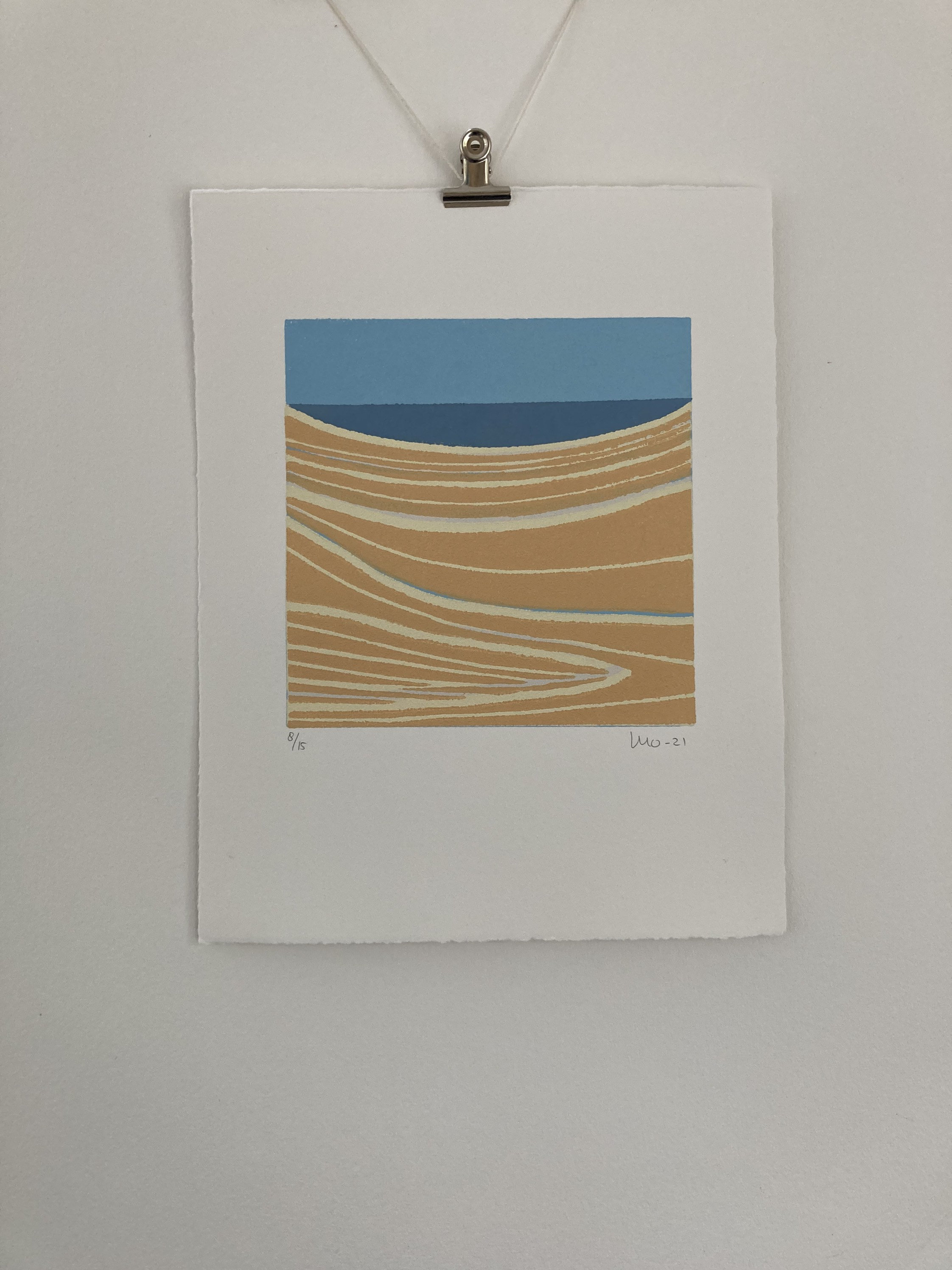 Linocut Landscape Abstract Art Print Original Linocut Blue - Etsy