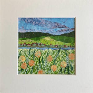Kleine Acryl-Wandkunst, Original-Collage-Landschaft, farbenfrohes abstraktes Wohndekor, einzigartige Kunst, Mixed-Media-Kunst, Naturmalerei, rustikales Dekor
