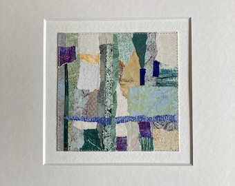 Collage Painting, Abstract Small Art, Modern Home Decor, Colorful Gift, Matted Artwork, Wall Art, Moosart, 9 x 9, Livingroom, Original Art