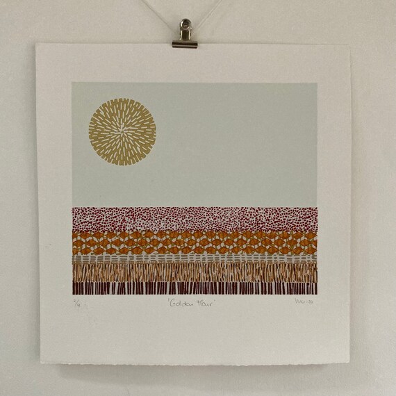 Linocut Landscape Minimalist Art Print Original Linocut | Etsy