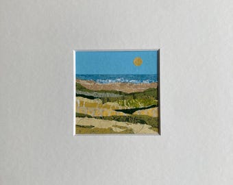 Original Matted Sea Art, Square Collage, Colorful Abstract Artwork, Mixed Media, Collage Paper, Modern Wall Art, Small Gift, Contemporary