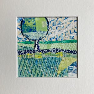 Kleine Acryl-Wandkunst, Original-Collage-Landschaft, farbenfrohes abstraktes Wohndekor, einzigartige Kunst, Mixed-Media-Kunst, Naturmalerei, rustikales Dekor