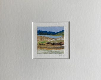 Original Matted Sea Art, Square Collage, Colorful Abstract Artwork, Mixed Media, Collage Paper, Modern Wall Art, Small Gift, Contemporary