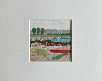 Collage Painting, Abstract Small Art, Modern Home Decor, Colorful Gift, Matted Artwork, Wall Art, Moosart, 9 x 9, Livingroom, Original Art