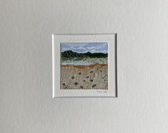 Collage Mixed Media Art, Original Landscape Painting, Nature Home Decor, Small Horizon Art, Abstract Modern Wall Art, Colorful Gift, Moosart