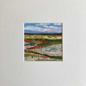 Kleine Acryl-Wandkunst, Original-Collage-Landschaft, farbenfrohes abstraktes Wohndekor, einzigartige Kunst, Mixed-Media-Kunst, Naturmalerei, rustikales Dekor