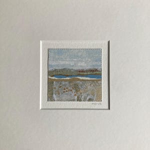 Small Matted Wall Art, Abstract Landscape Collage, Home Decor, Minimalist Art, Colorful Painting, Horizon, Original Artwork, Affordable Art