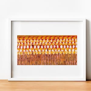 Glicee Print, Flower Linocut, Abstract Landscape, Orange Wall Decor, Modern Print, Minimalist Art, Lino Print Art, Archival Print, Bohemian