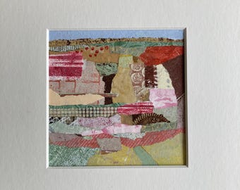 Small Acrylic Wall Art, Original Collage Landscape, Colorful Abstract Home Decor, Unique Mixed Media Art, Nature Painting, Moosart