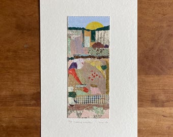 Small Acrylic Wall Art, Original Collage Landscape, Colorful Abstract Home Decor, Unique art, Mixed Media Art, Nature Painting, Rustic Decor
