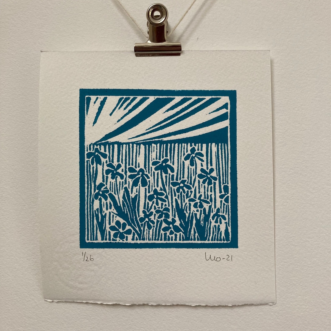 Original Linocut, Small Lino Print, Abstract Landscape, Minimalist Art ...
