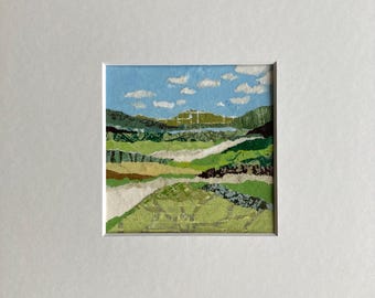 Small Acrylic Wall Art, Original Collage Landscape, Colorful Abstract Home Decor, Unique art, Mixed Media Art, Nature Painting, Rustic Decor