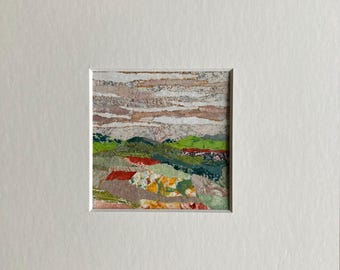 Abstract Mixed Media, Contemporary Art, Small Wall Art, Original Collage Painting, Small Square Art, Intuitive, Livingroom, Matted Artwork