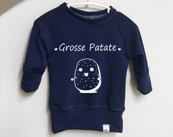 Grow with me top '' Grosse Patate '' UNISEX long sleeve navy