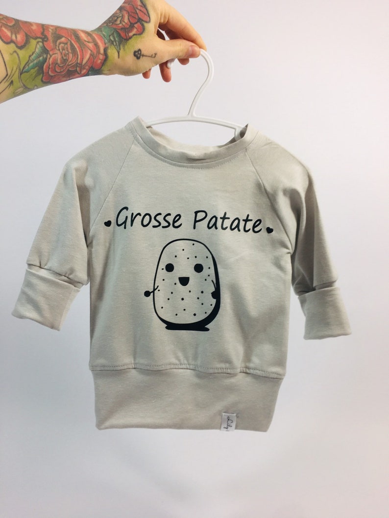 Grow with me top '' Grosse Patate '' UNISEX light grey image 1