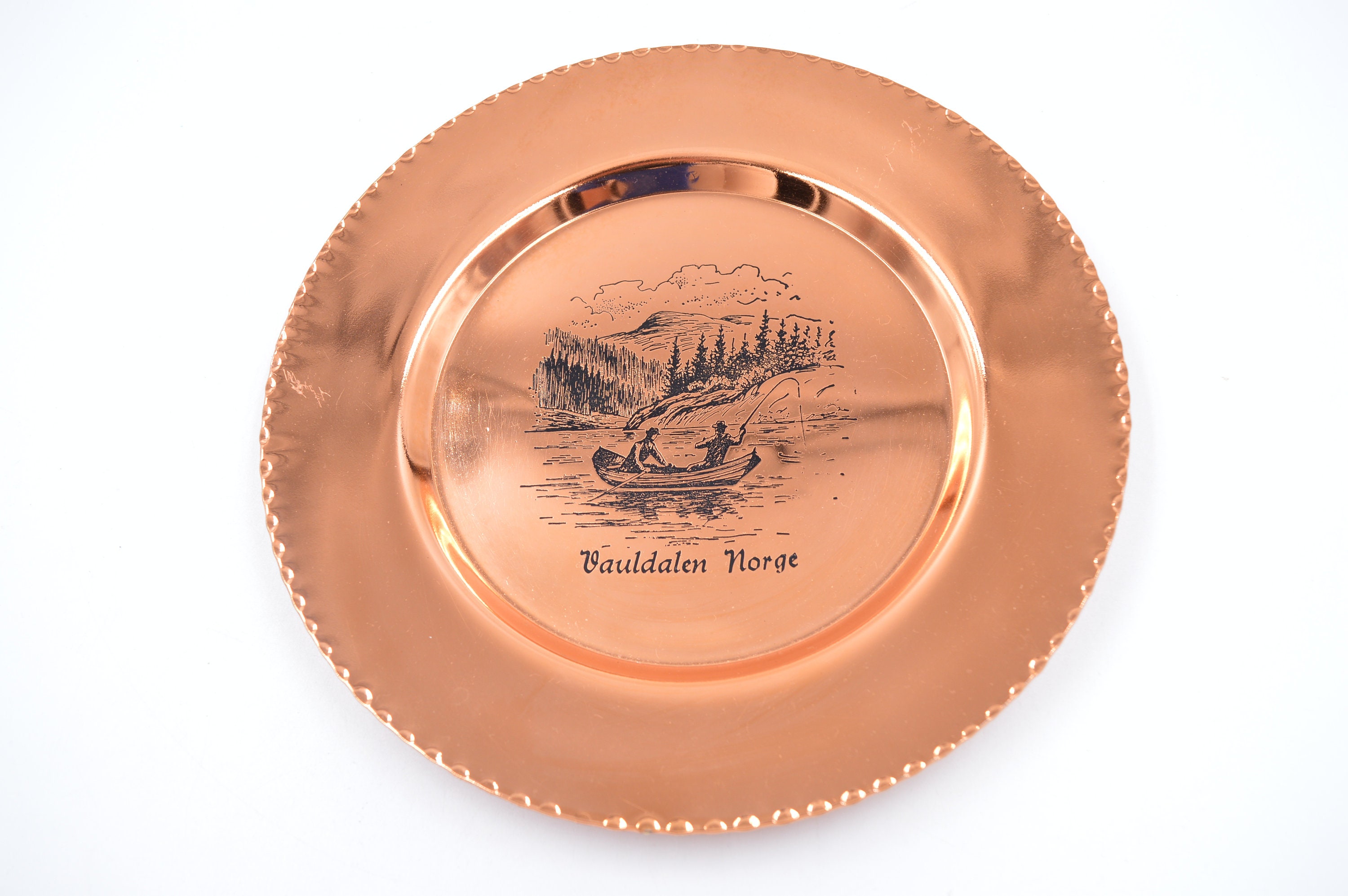 Vintage Copper Wall Decor Plate From Norway Vauldalen Etsy