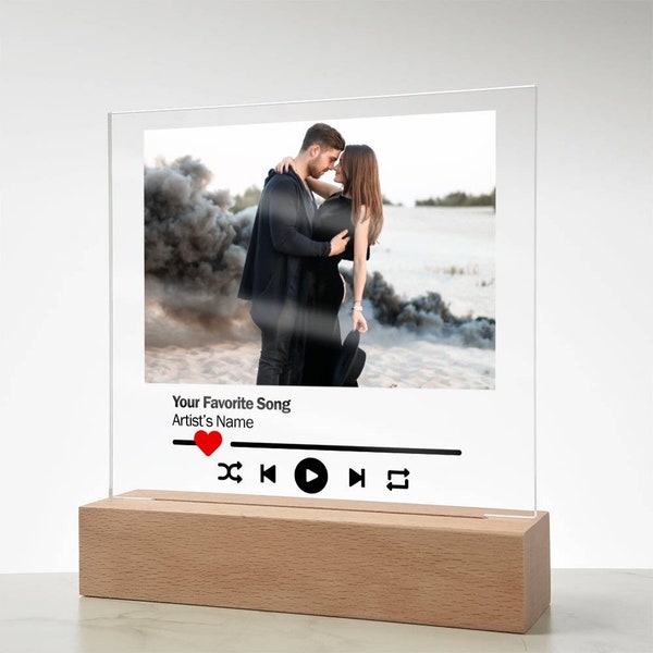 Song plaque custom music plaque gift Personalized custom acrylic music plaque with photo and LED gift for friend square acrylic song plaque