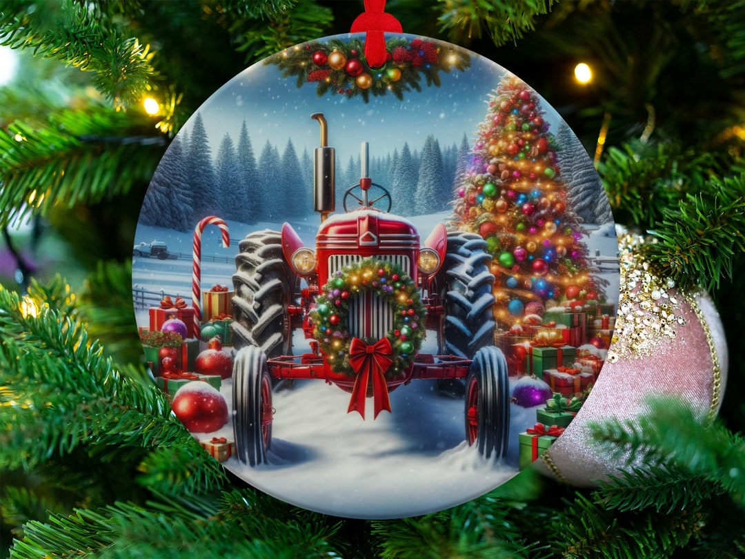 Tractor Ornament Christmas Farmhouse Inspired Tractor Christmas