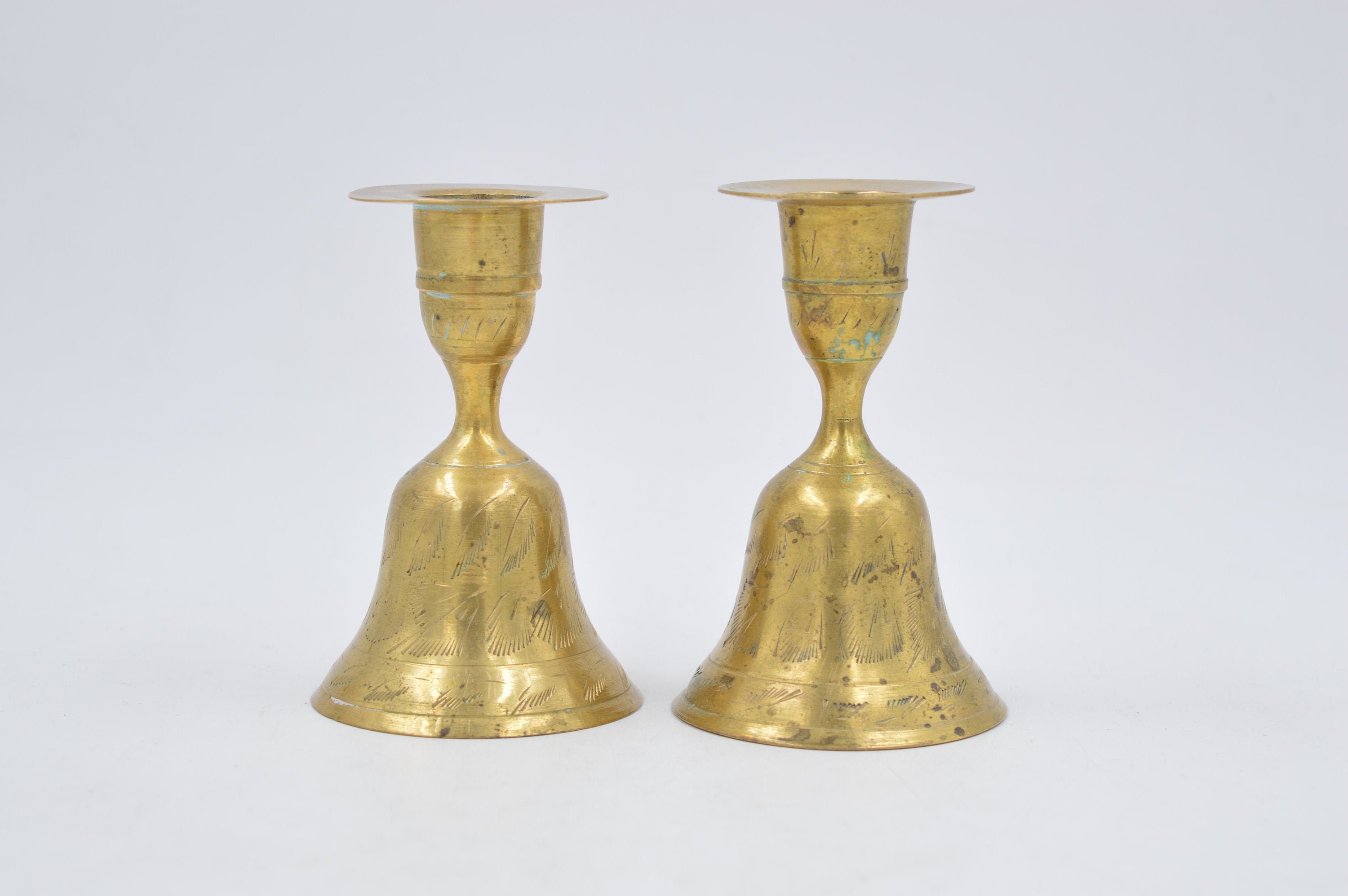 Bell and Candle Holder Solid Brass Candle Holders With a Bell Etsy