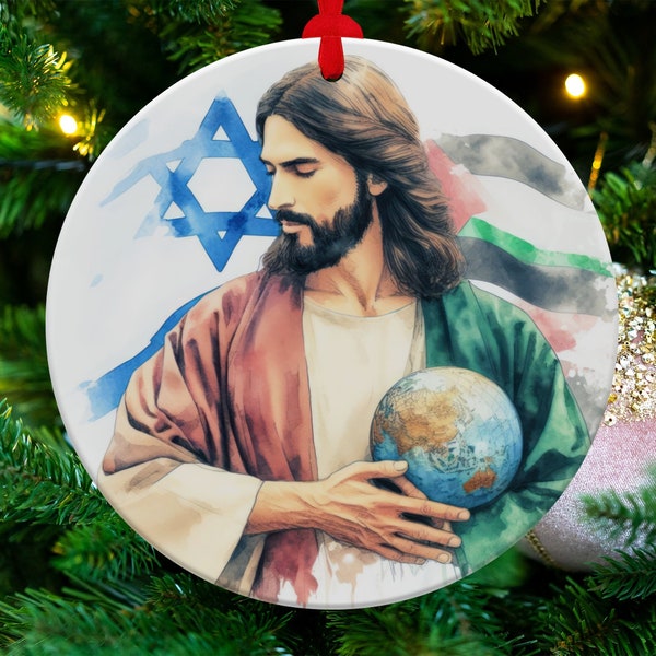 Unique Christmas Ornament: Peace for Palestine and Israel With Jesus - Celebrate Unity in 2023! best unique holiday home decor gift