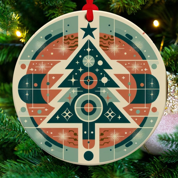 Vintage-inspired Mid Century Modern Print Christmas Ornament - Perfect Holiday Gift Idea for the Modern Home and Heirloom Keepsake holiday