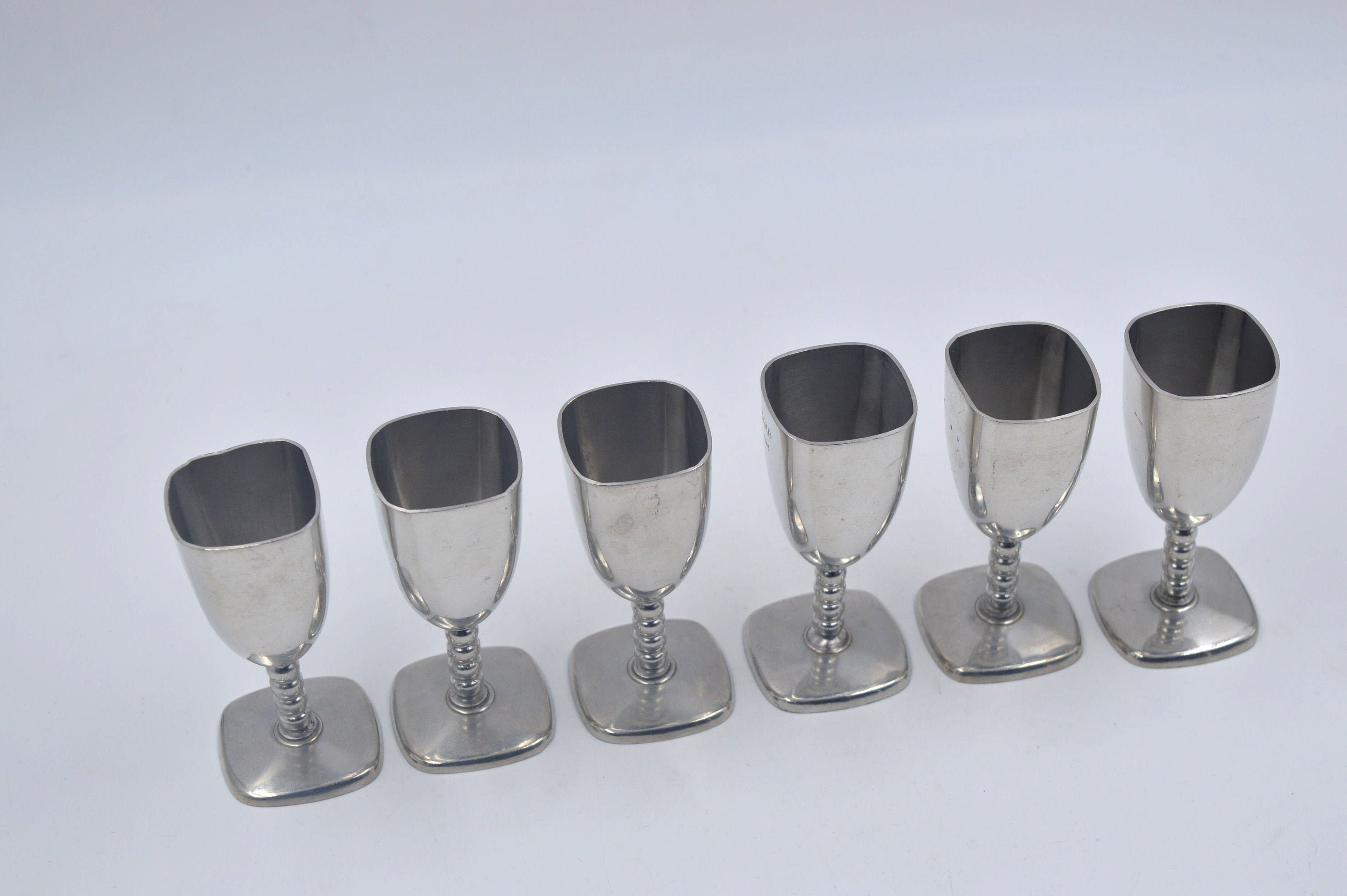 Vintage Set of 6 Antique Shot Glasses From Norway Pewter Etsy