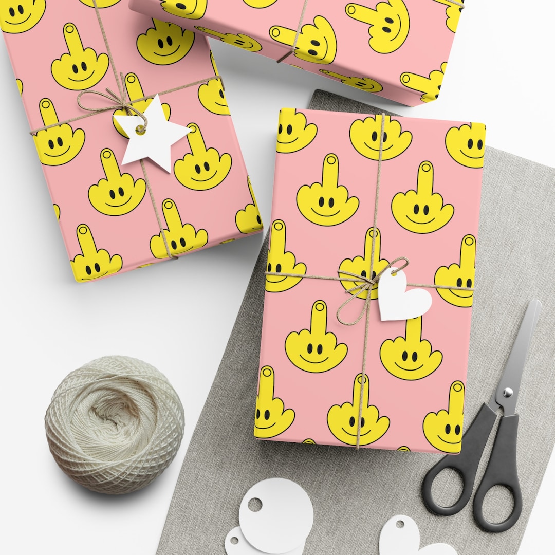 Rude Wrapping Paper With Middle Finger Gesture Smile Funny - Etsy