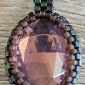 Light Violet & Dark Green Iris Cabochon Pendant