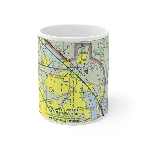 KTKI McKinney TX Airport Aeronautical Chart Ceramic Mug 11oz