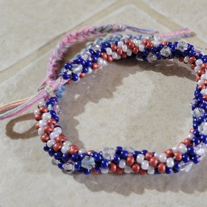 American Flag Old Glory Patriotic USA Beaded Bracelet